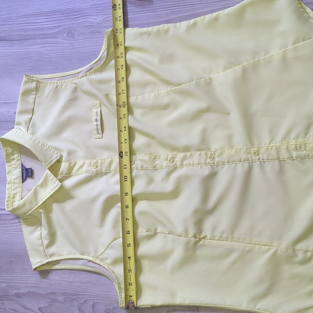 Eddie Bauer Sleeveless Shirt XL Lemon Wash Fishing Hiking Lightweight - Picture 9 of 15
